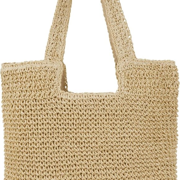 Straw Beach Tote Bag Large Summer Boho Woven Rattan Shoulder Handbag - Picture 1 of 6